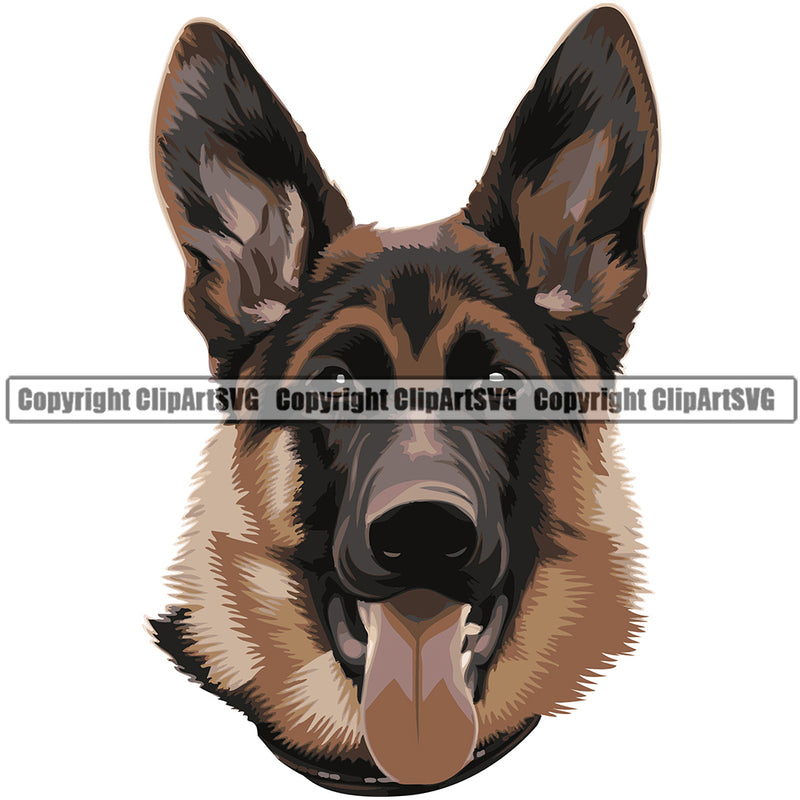 German Shepherd Dog Breed Head Color ClipArt SVG