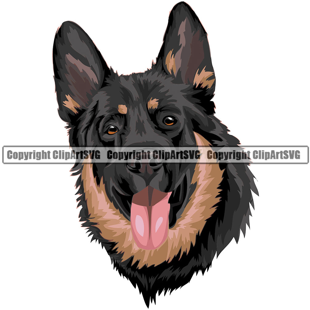 German Shepherd Dog Breed Head Color ClipArt SVG