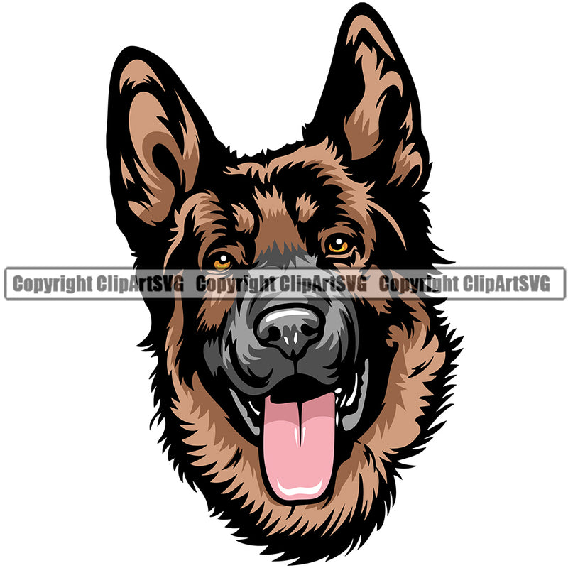 German Shepherd Dog Breed Head Color ClipArt SVG