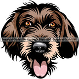 German Wirehaired Pointer Dog Breed Head Face ClipArt SVG