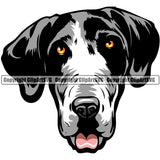 Great Dane Dog Breed Head Color ClipArt SVG