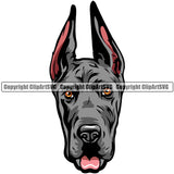Great Dane Dog Breed Head Color ClipArt SVG