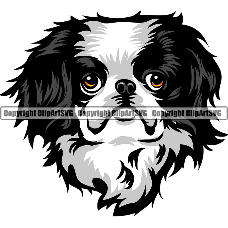 Japanese Chin Dog Breed Head Face ClipArt SVG