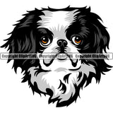 Japanese Chin Dog Breed Head Face ClipArt SVG