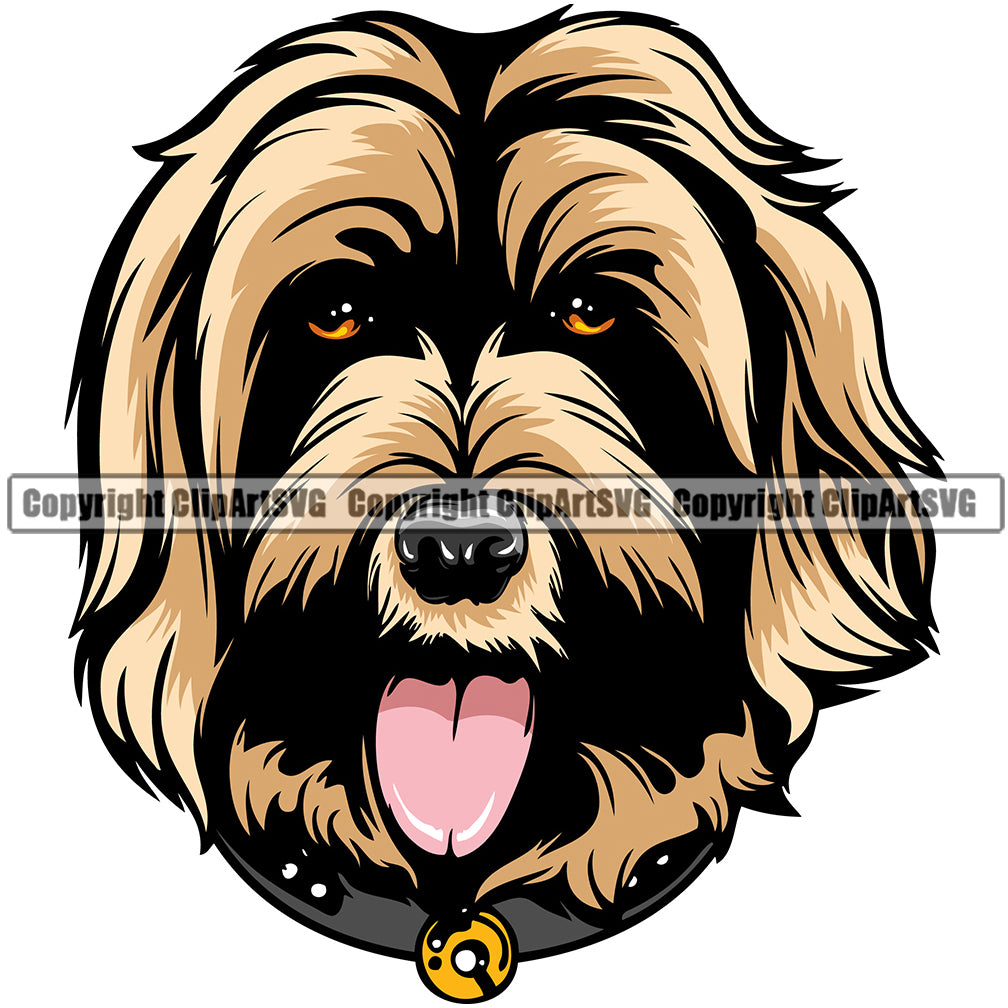 Labradoodle Dog Breed Head Color ClipArt SVG
