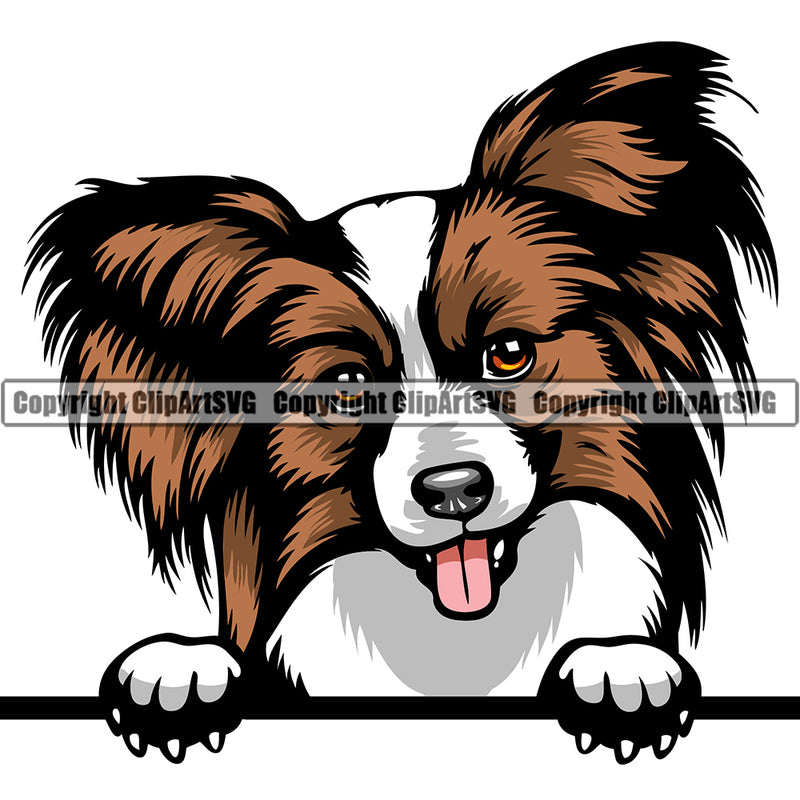 Papillon Peeking Dog Breed ClipArt SVG