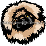 Pekingese Dog Breed Head Color ClipArt SVG