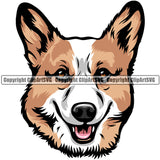 Pembroke Welsh Corgi Dog Breed Head Face ClipArt SVG