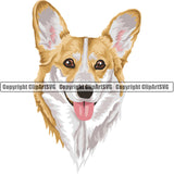Pembroke Welsh Corgi Dog Breed Head Face ClipArt SVG
