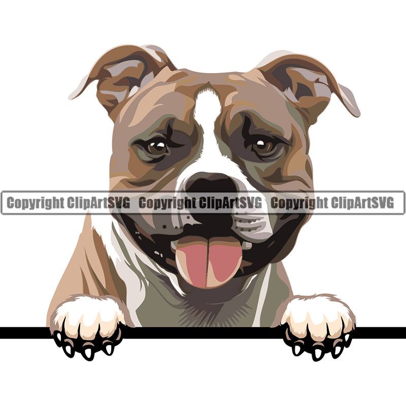 Pit Bull Peeking Dog Breed ClipArt SVG