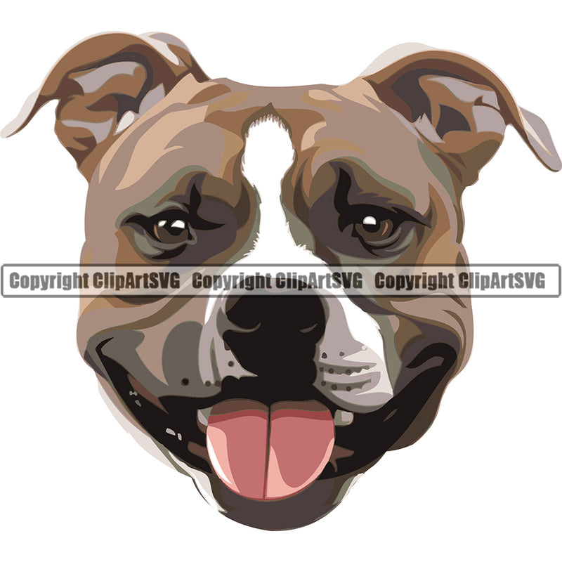 Pit Bull Dog Breed Head Face ClipArt SVG