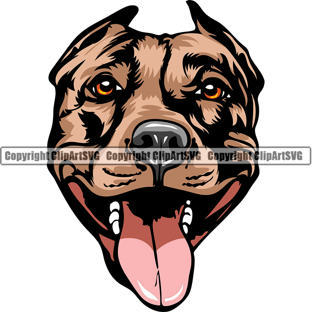 Pit Bull Dog Breed Head Face ClipArt SVG