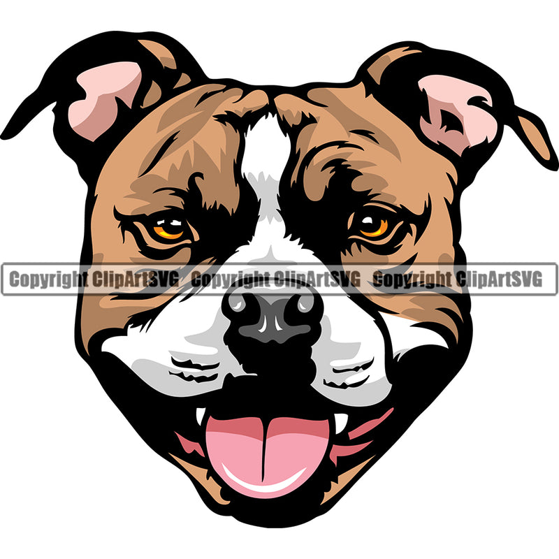 Pit Bull Dog Breed Head Face ClipArt SVG