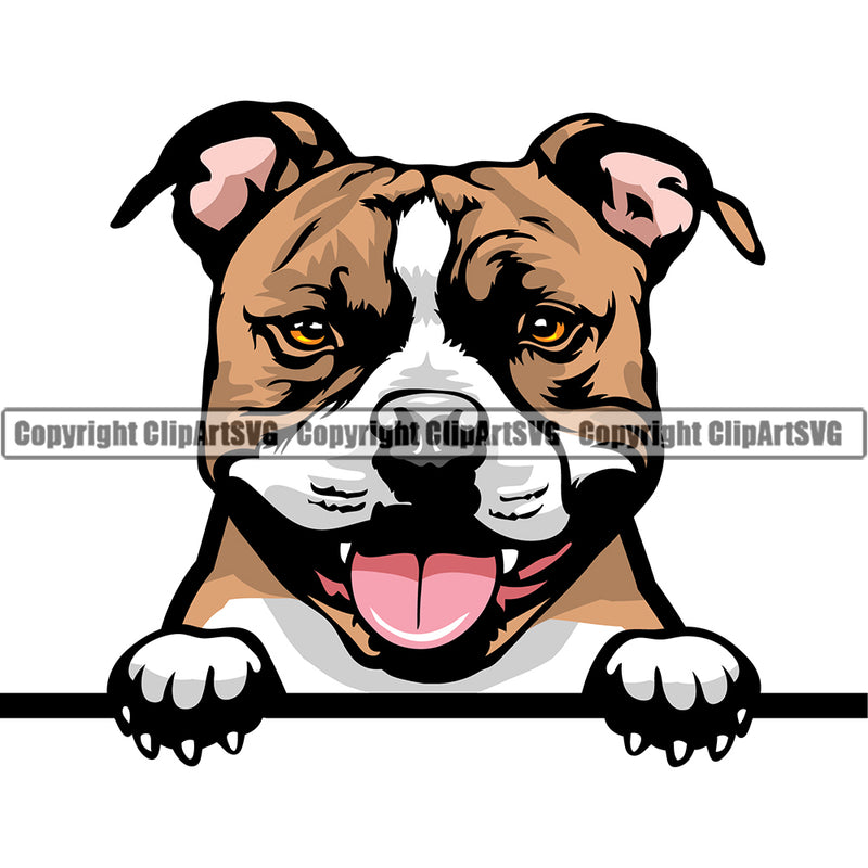 Pit Bull Peeking Dog Breed ClipArt SVG