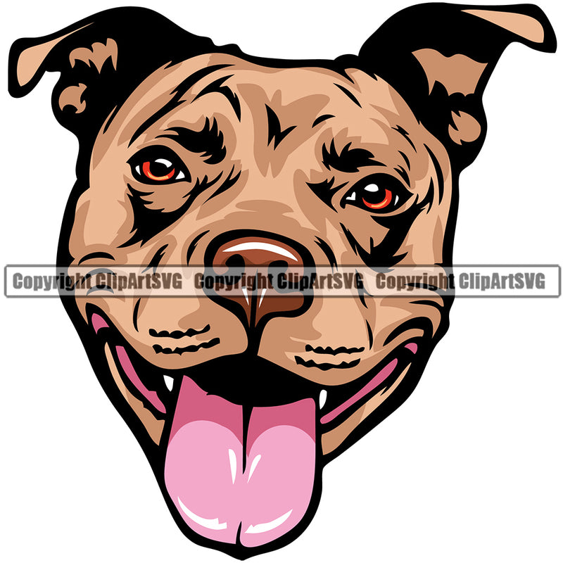 Pit Bull Dog Breed Head Face ClipArt SVG