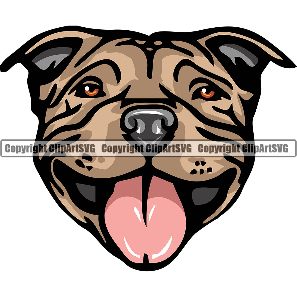Pit Bull Dog Breed Head Face ClipArt SVG