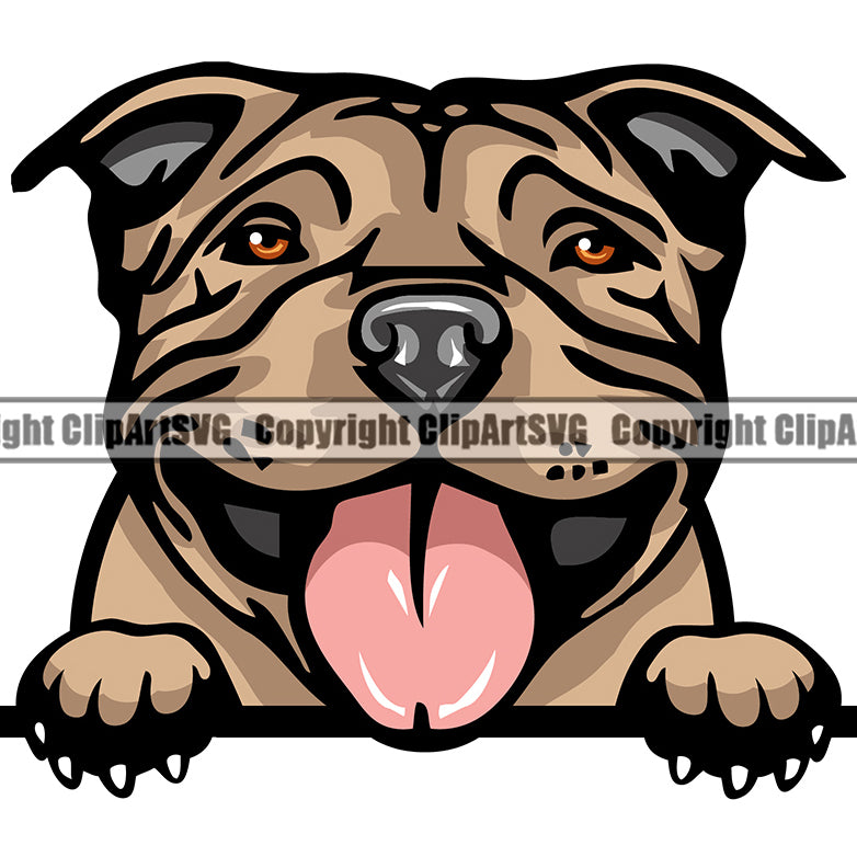 Pit Bull Peeking Dog Breed ClipArt SVG
