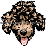 Poodle Dog Breed Head Color ClipArt SVG