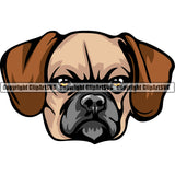 Puggle Dog Breed Head Face ClipArt SVG