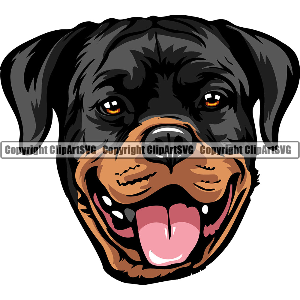 Rottweiler Dog Breed Head Color ClipArt SVG