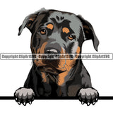 Rottweiler Dog Breed Peeking Color ClipArt SVG
