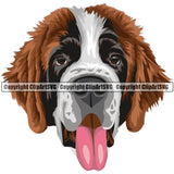 Saint Bernard Dog Breed Head Face ClipArt SVG