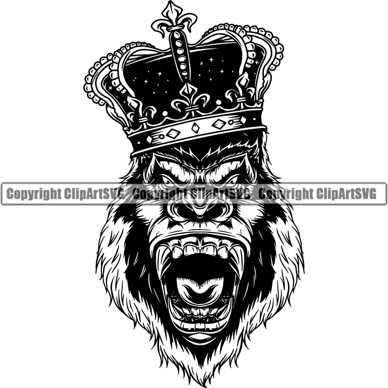 Gorilla Ape Crown Monkey Primate Animal ClipArt SVG