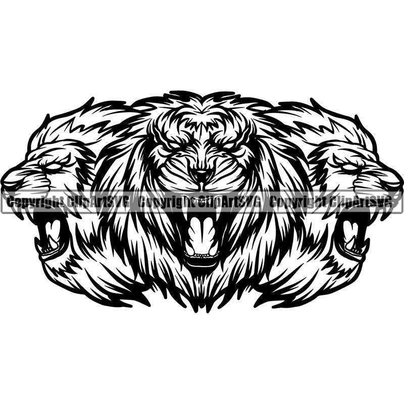 Lions Jungle Big Cat Animal ClipArt SVG