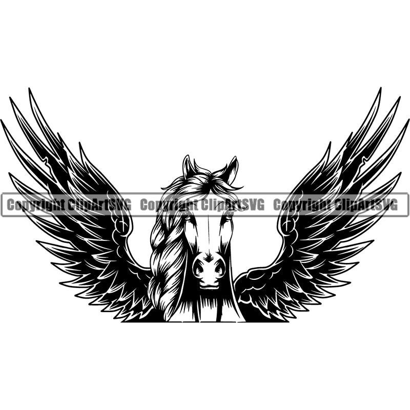 Pegasus Horse Wing Animal ClipArt SVG