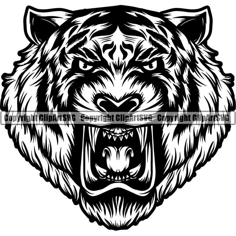 Tiger Jungle Big Cat Tiger Mascot ClipArt SVG