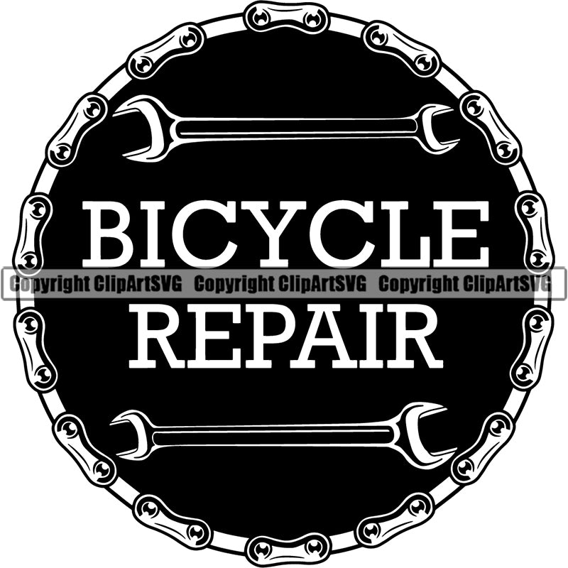 Design Element Bicycle Chain Repair Circle Frame Border ClipArt SVG