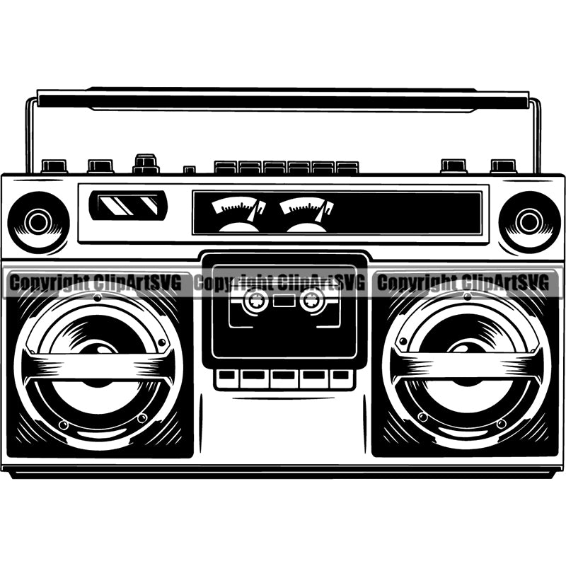 Boombox Radio Player Cassette Tape Recorder Boom Box ClipArt SVG