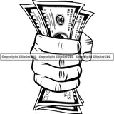 Money Hand Holding Cash Currency Paper Bill Rich ClipArt SVG