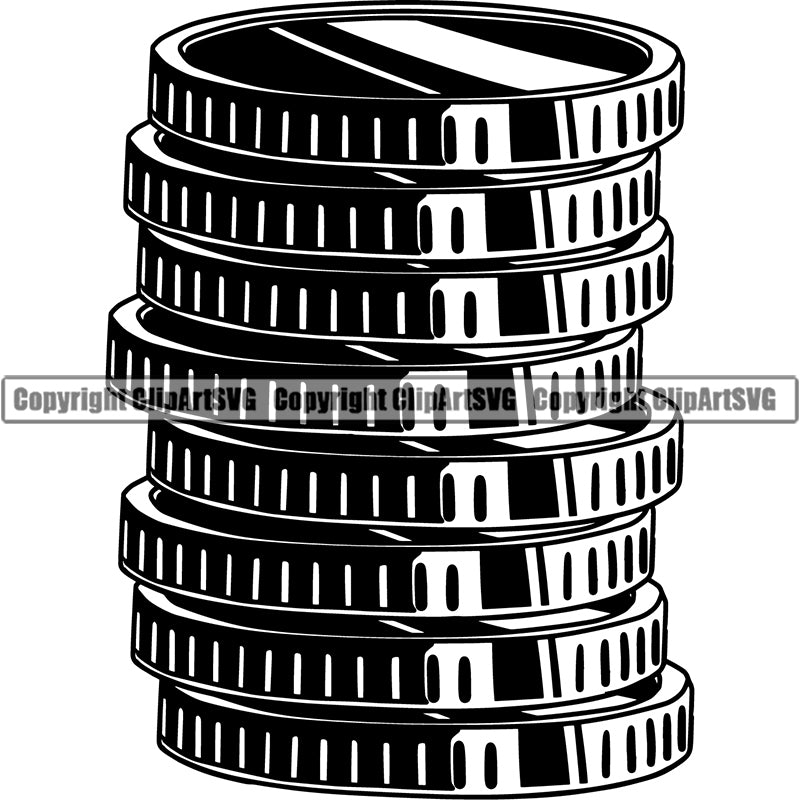 Money Coins Cash Currency Paper Bill Rich ClipArt SVG