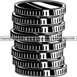 Money Coins Cash Currency Paper Bill Rich ClipArt SVG