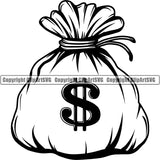 Money Bag Cash Currency Paper Bill Rich ClipArt SVG