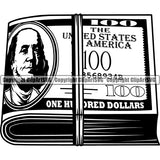 Money Stack Cash Currency Paper Bill Rich Design Element ClipArt SVG