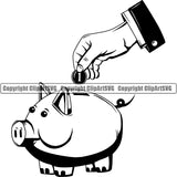 Money Coin Saving Piggy Bank Holding Hand ClipArt SVG