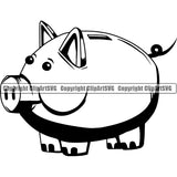 Money Cash Piggy Bank Save Coins Rich Design Element ClipArt SVG