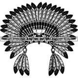 Ethnic Indian Feather Tribal Decoration Head Scary Evil Horror Halloween Death Dead Native American Warrior Mascot Team Sports ClipArt SVG
