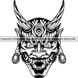 Ethnic Japanese Hannya Mask ClipArt SVG