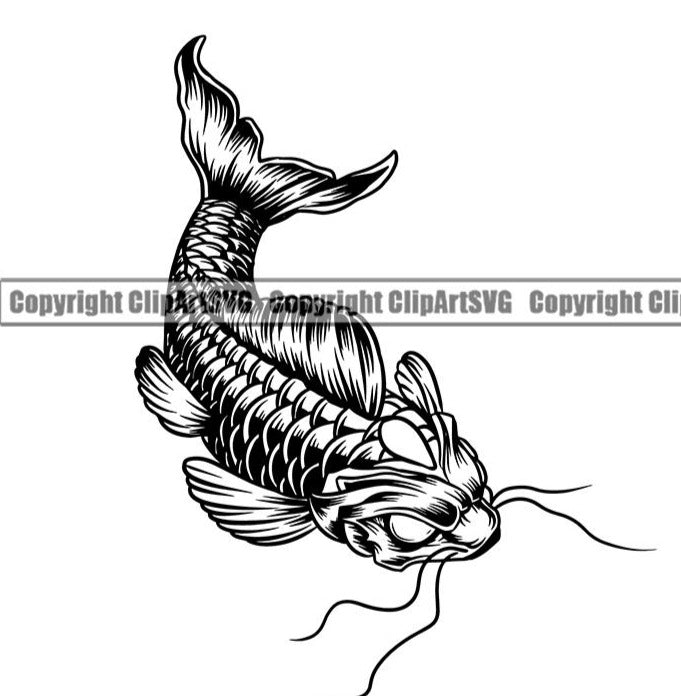 Ethnic Japanese Koi Fish ClipArt SVG