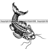 Ethnic Japanese Koi Fish ClipArt SVG
