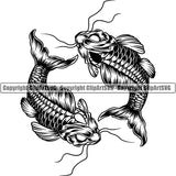 Ethnic Japanese Koi Fish ClipArt SVG