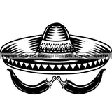 Ethnic Mexican Hat Sombrero Food Jalapeño Spicy Pepper Culture ClipArt SVG