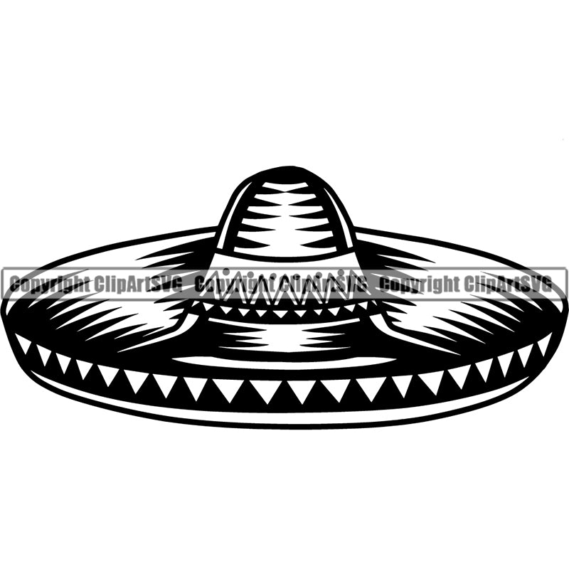 Ethnic Mexican Hat Sombrero Food Jalapeño Spicy Pepper Culture ClipArt SVG