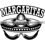 Margaritas Alcohol Mexican Hat Sombrero Food Jalapeño Spicy Pepper Culture ClipArt SVG