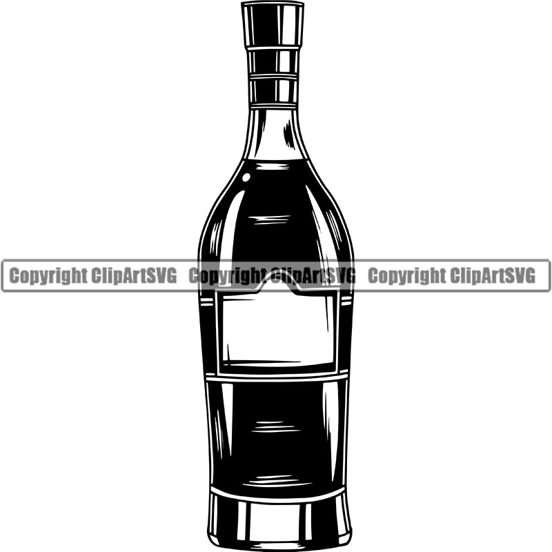 Wine Bottle Alcohol Liquor Drink Drinking Celebrate Celebration Event ClipArt SVG