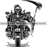 Skull Skeleton Grim Reaper Motorcycle Chopper Garage Repair Service Motor Parts Scary Evil Horror Halloween Death Dead ClipArt SVG