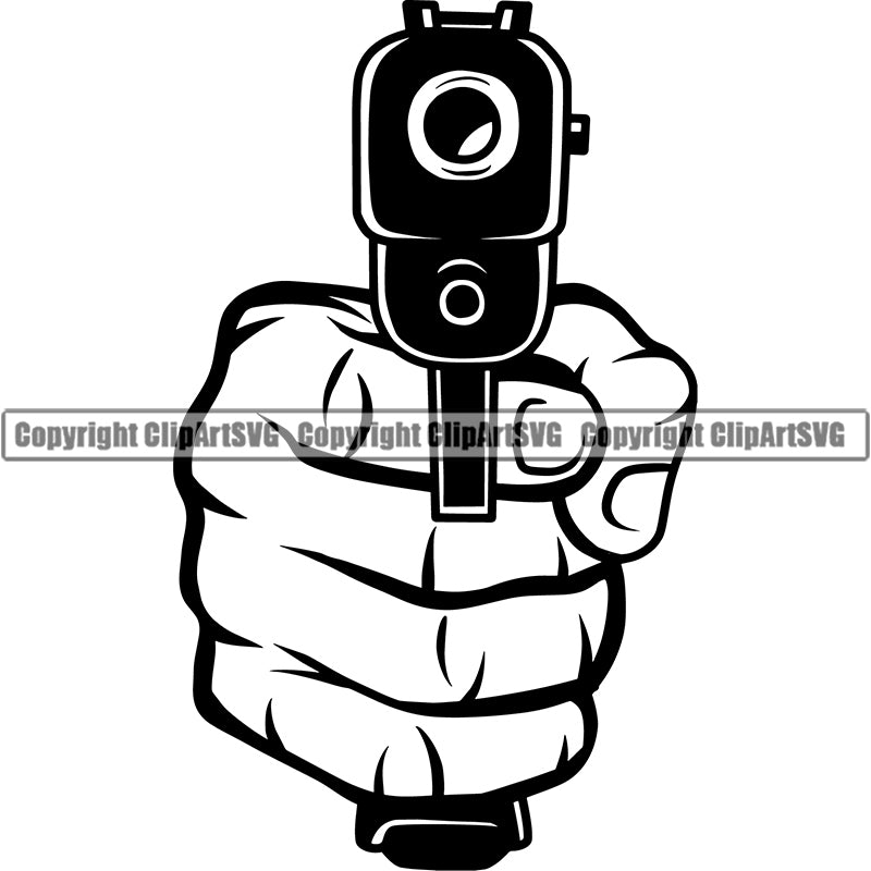 Hand Gun Measuring Weapon ClipArt SVG
